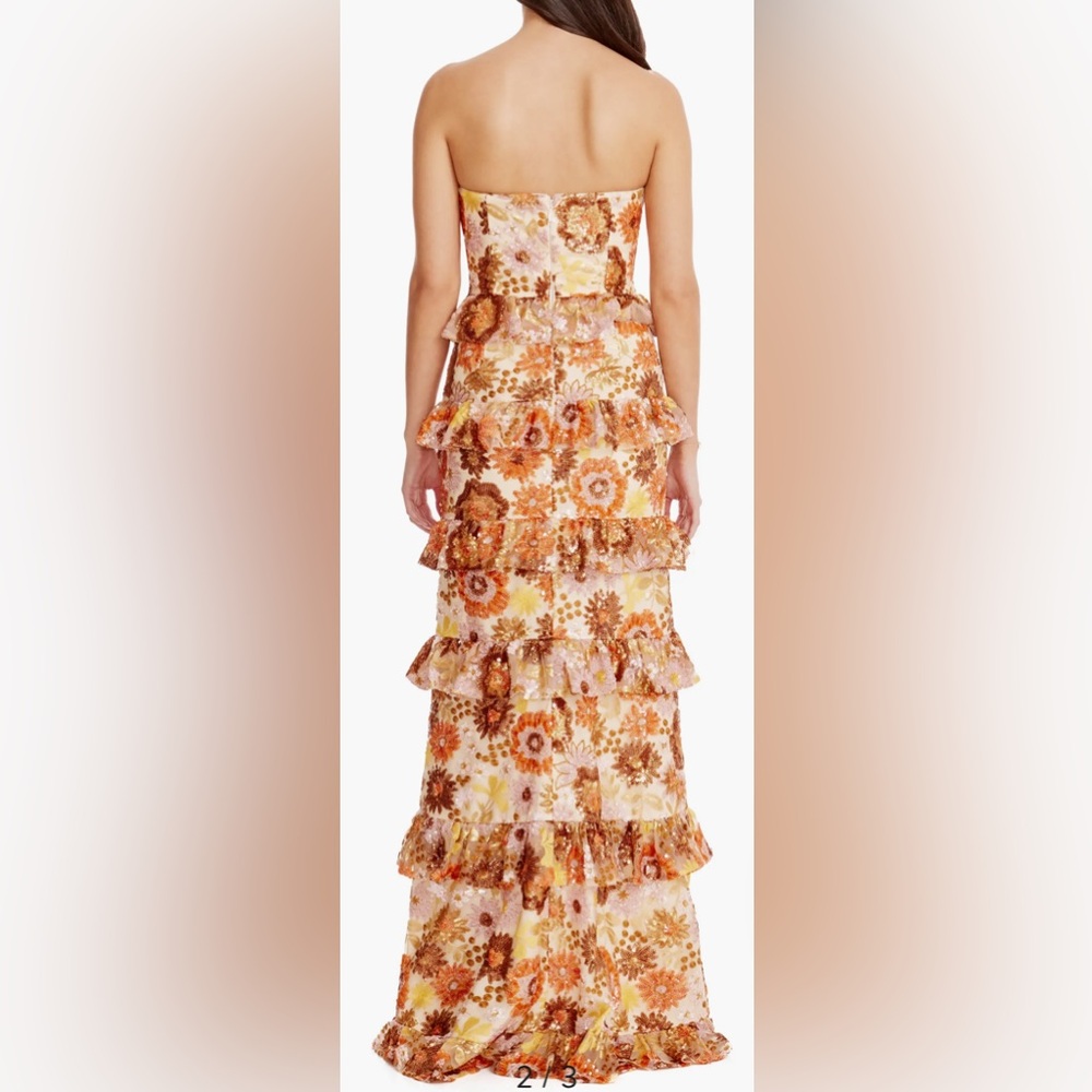 Dress the Population Multicolor Floral Strapless Gown - Picture 2 of 11